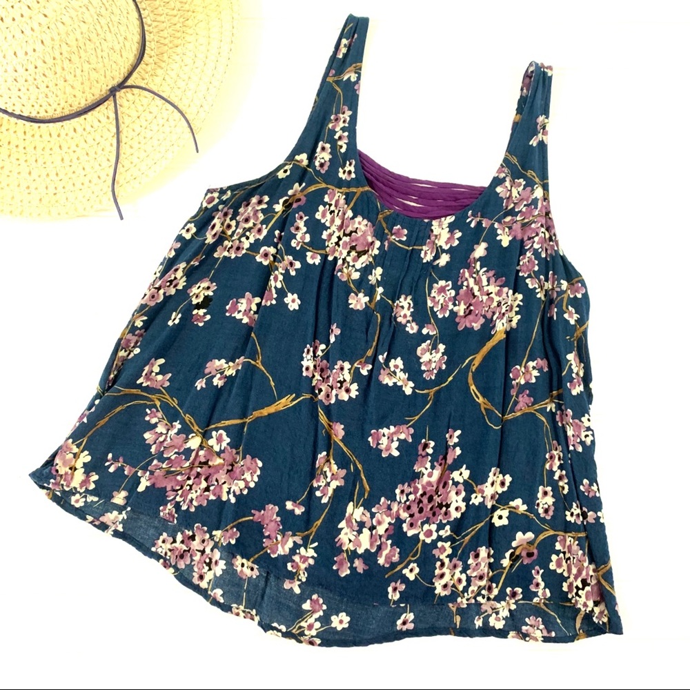 Mimichica Flowy Tank Top Navy Floral